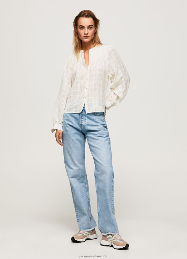 Baumwoll-Dobby-Bluse mit Mao-Kragen Frauen Pepe Jeans Mousse 84XH6T362