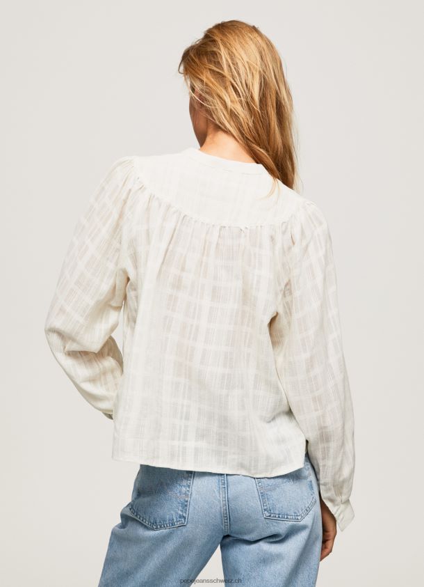Baumwoll-Dobby-Bluse mit Mao-Kragen Frauen Pepe Jeans Mousse 84XH6T362