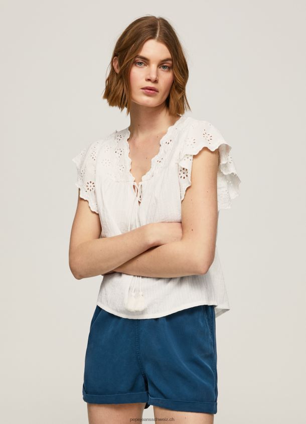 Baumwollbluse mit durchbrochenen Details Frauen Pepe Jeans Mousse 84XH6T342