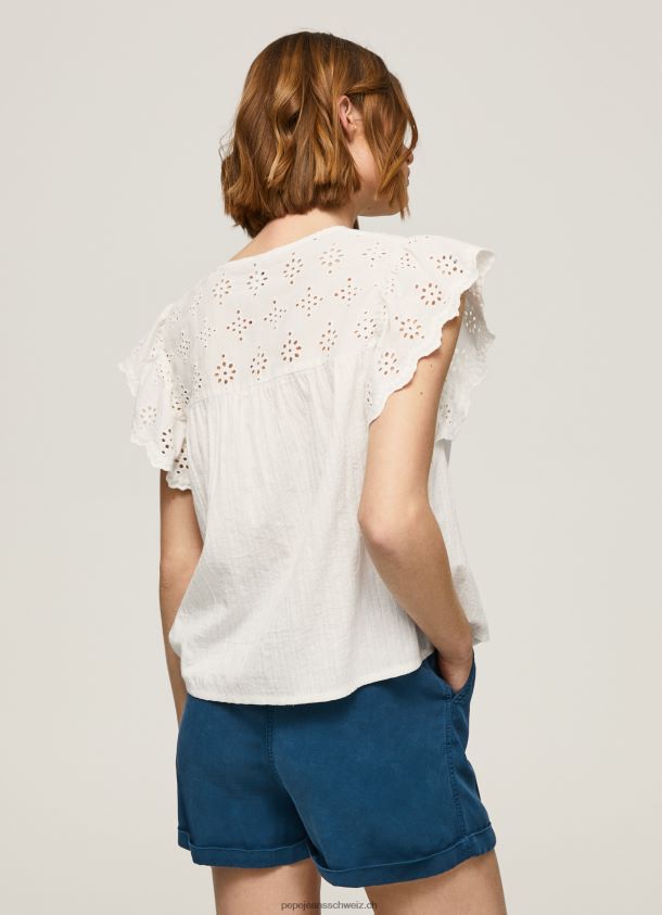 Baumwollbluse mit durchbrochenen Details Frauen Pepe Jeans Mousse 84XH6T342