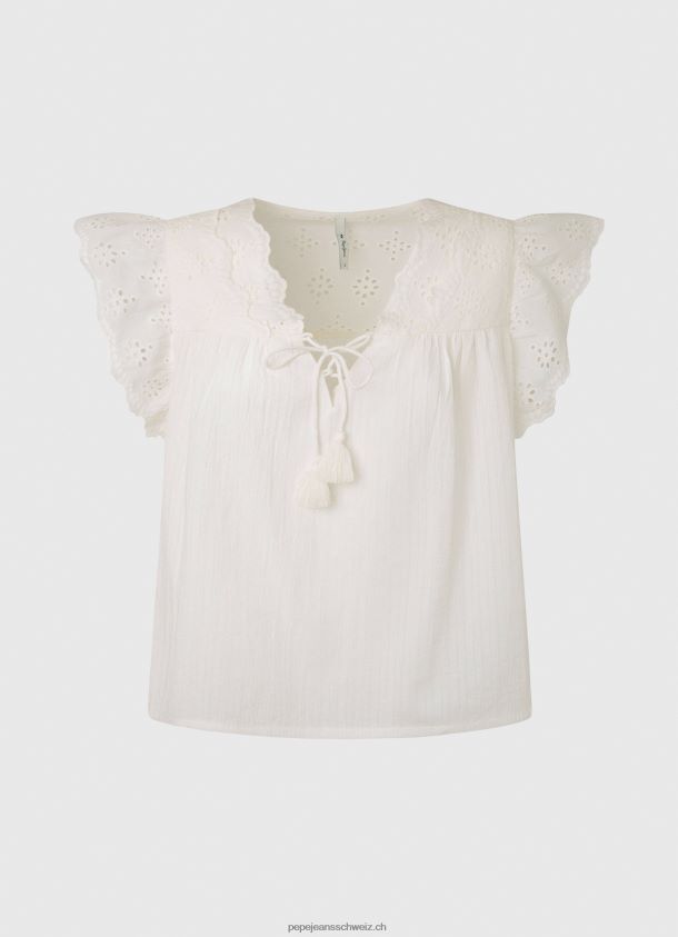 Baumwollbluse mit durchbrochenen Details Frauen Pepe Jeans Mousse 84XH6T342
