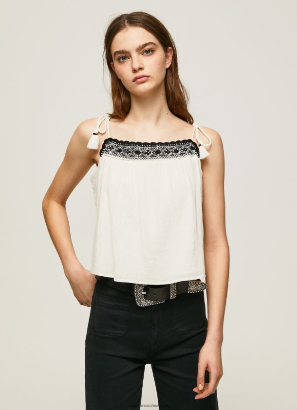Baumwolltop mit Häkeldetails Frauen Pepe Jeans Mousse 84XH6T335
