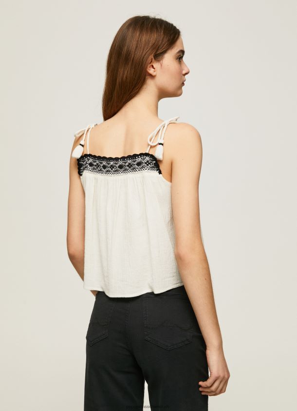 Baumwolltop mit Häkeldetails Frauen Pepe Jeans Mousse 84XH6T335