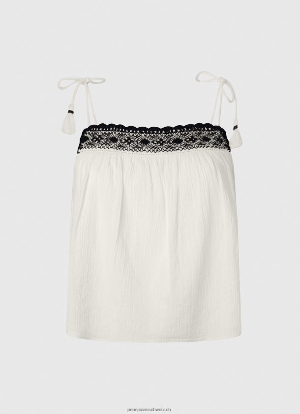 Baumwolltop mit Häkeldetails Frauen Pepe Jeans Mousse 84XH6T335