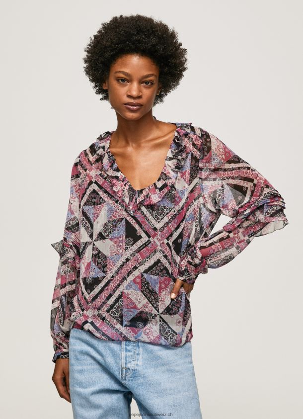 Bluse mit Paisley-Print und Rüschen Frauen Pepe Jeans multi 84XH6T376