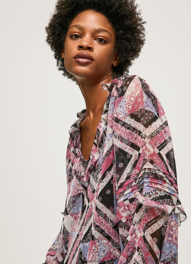 Bluse mit Paisley-Print und Rüschen Frauen Pepe Jeans multi 84XH6T376
