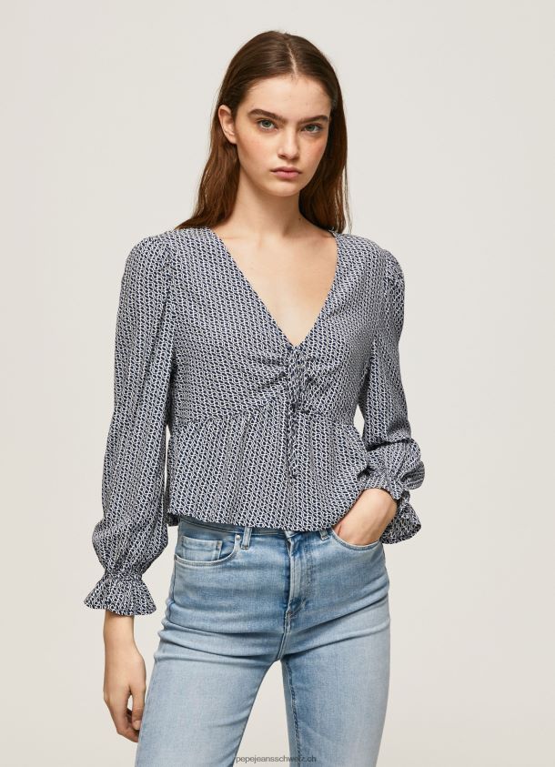 Bluse mit durchgehendem Logo-Print Frauen Pepe Jeans multi 84XH6T364