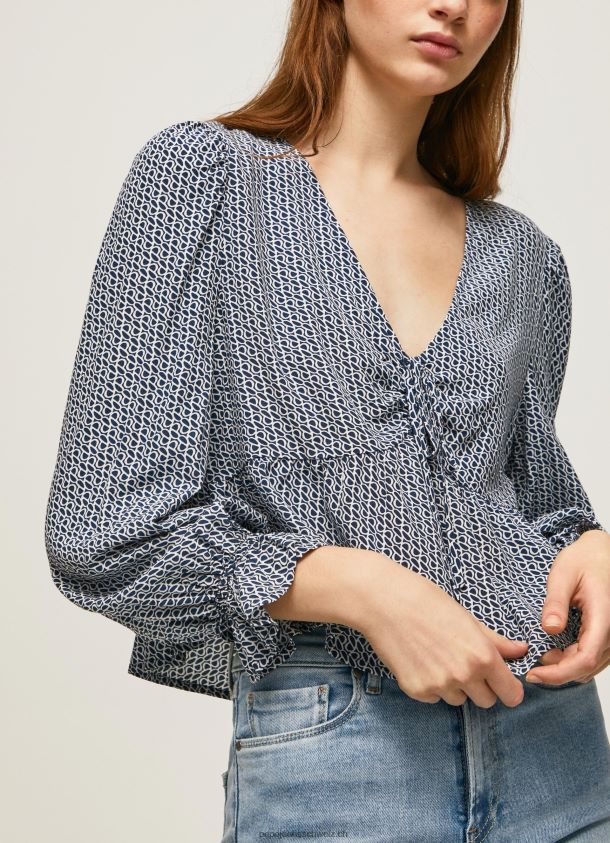 Bluse mit durchgehendem Logo-Print Frauen Pepe Jeans multi 84XH6T364
