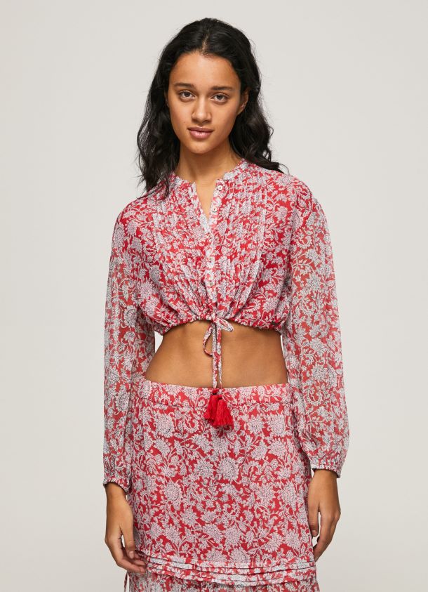 Cropped-Bluse mit Blumendruck Frauen Pepe Jeans multi 84XH6T363