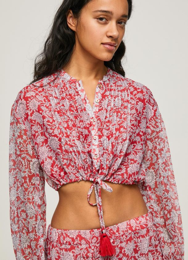 Cropped-Bluse mit Blumendruck Frauen Pepe Jeans multi 84XH6T363