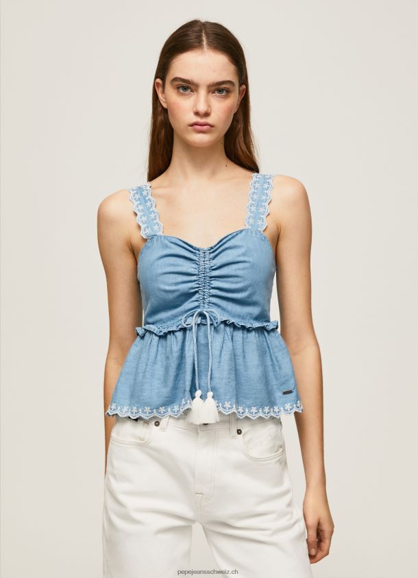 Denim-Tanktop Frauen Pepe Jeans Blau 84XH6T350
