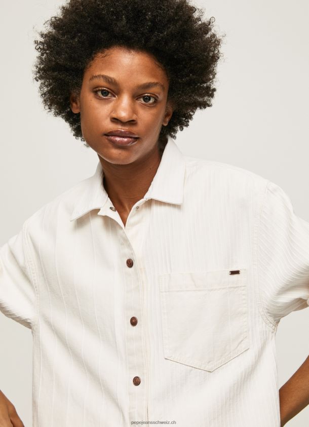 Denim-Überhemd mit gestreiftem Aufdruck Frauen Pepe Jeans Denim 84XH6T353
