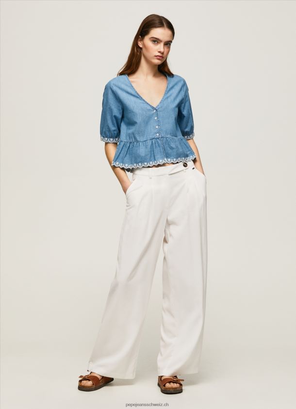 Jeansbluse mit V-Ausschnitt Frauen Pepe Jeans Blau 84XH6T369