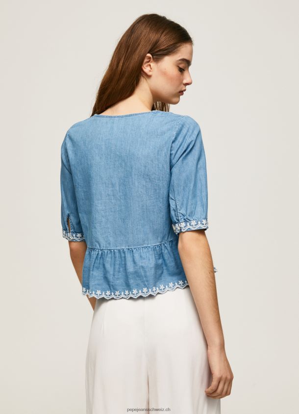 Jeansbluse mit V-Ausschnitt Frauen Pepe Jeans Blau 84XH6T369