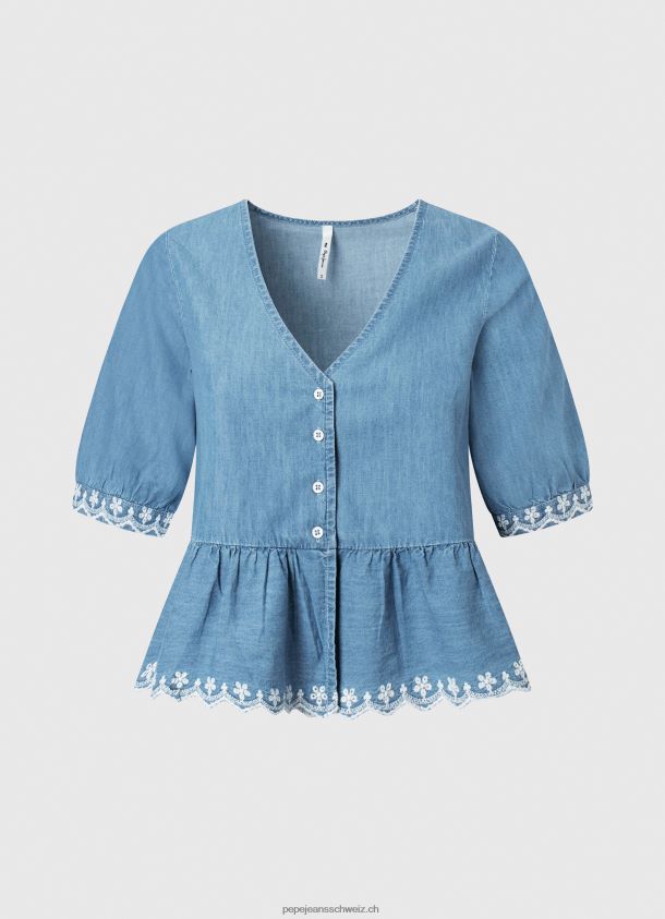 Jeansbluse mit V-Ausschnitt Frauen Pepe Jeans Blau 84XH6T369