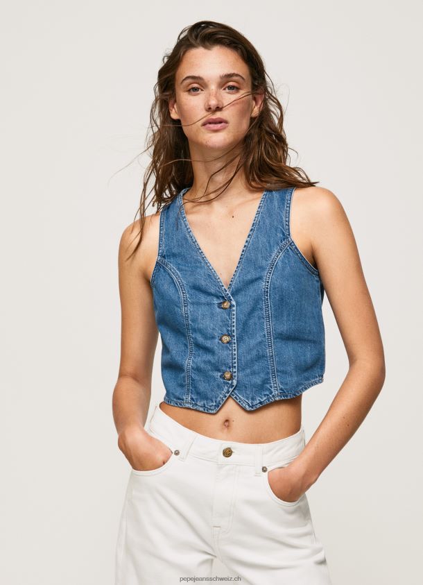 Kurz geschnittene Jeansweste Frauen Pepe Jeans Denim 84XH6T319