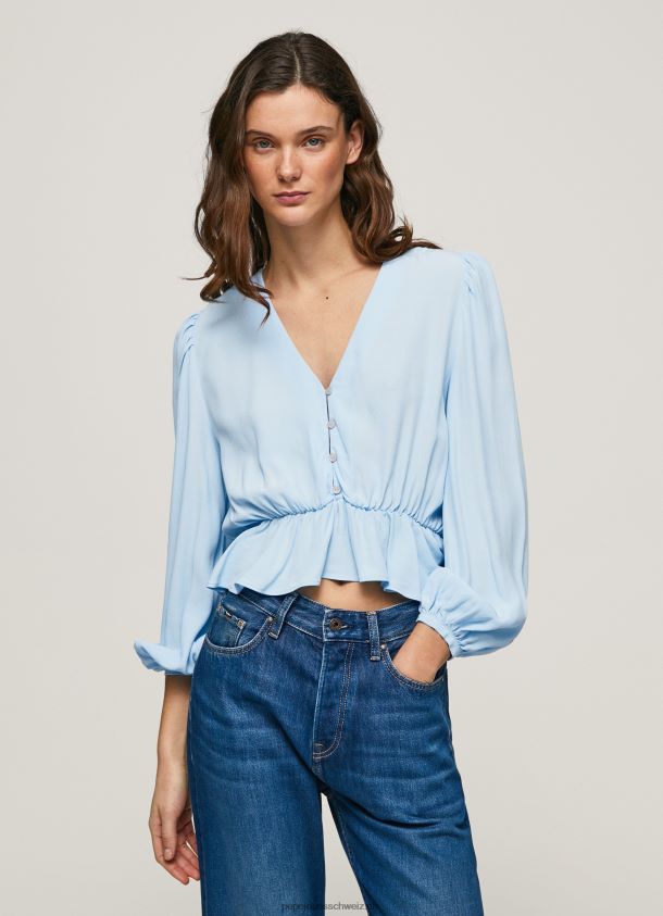 Kurz geschnittenes Oberteil mit V-Ausschnitt Frauen Pepe Jeans Bucht 84XH6T326