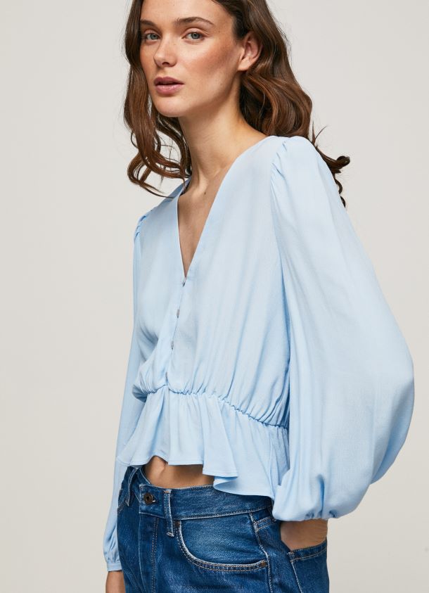 Kurz geschnittenes Oberteil mit V-Ausschnitt Frauen Pepe Jeans Bucht 84XH6T326