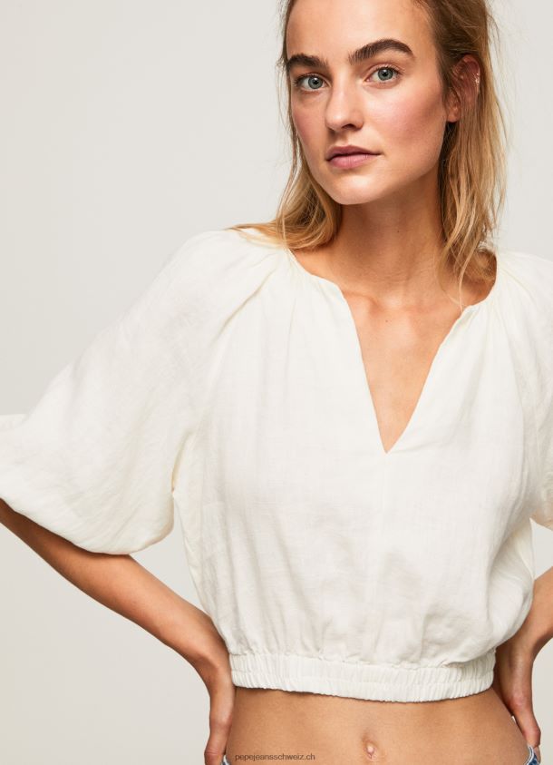 Kurz geschnittenes Oberteil mit V-Ausschnitt Frauen Pepe Jeans Mousse 84XH6T354
