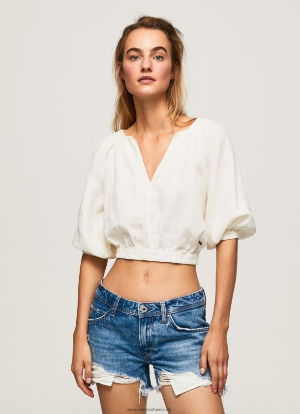 Kurz geschnittenes Oberteil mit V-Ausschnitt Frauen Pepe Jeans Mousse 84XH6T354
