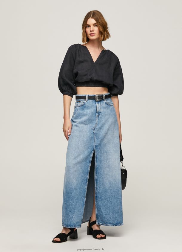 Kurz geschnittenes Oberteil mit V-Ausschnitt Frauen Pepe Jeans Schwarz 84XH6T374