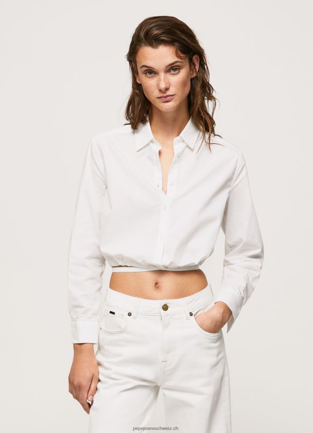 Kurz geschnittenes Popeline-Hemd Frauen Pepe Jeans Weiss 84XH6T361
