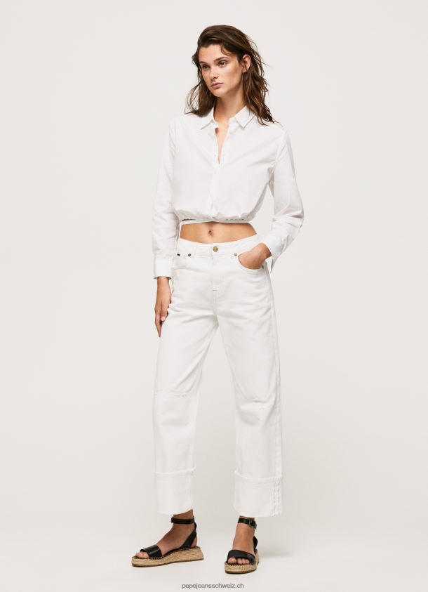 Kurz geschnittenes Popeline-Hemd Frauen Pepe Jeans Weiss 84XH6T361