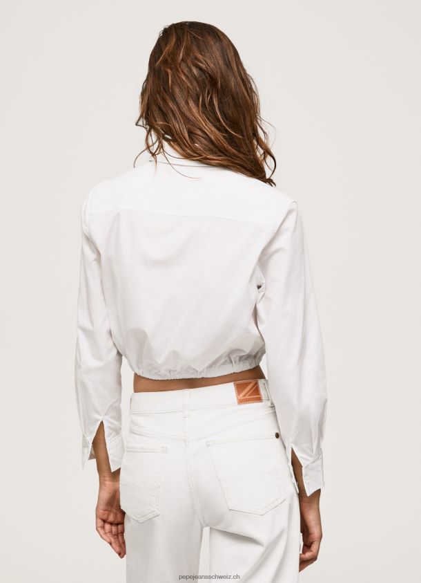 Kurz geschnittenes Popeline-Hemd Frauen Pepe Jeans Weiss 84XH6T361