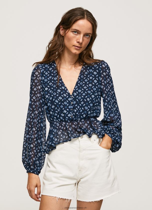 Kurz geschnittenes Top mit V-Ausschnitt Frauen Pepe Jeans multi 84XH6T358