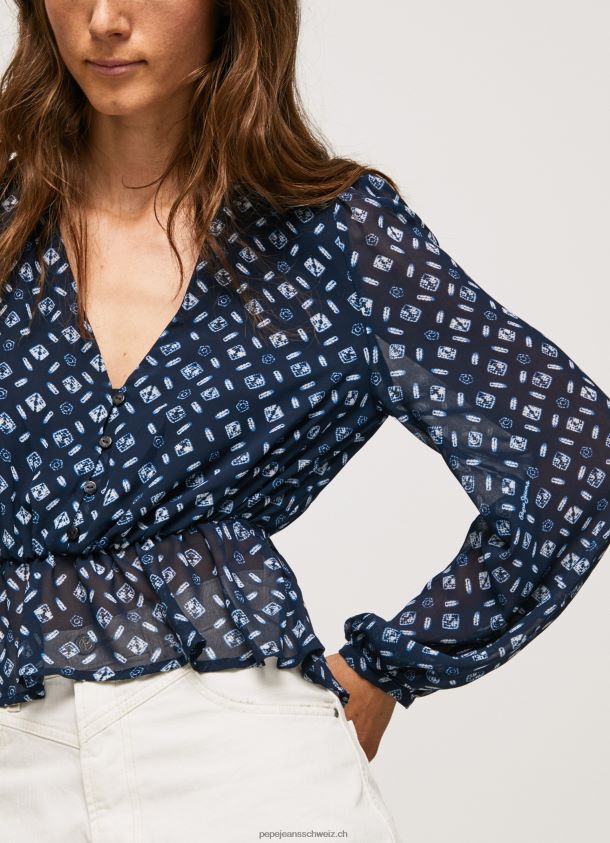 Kurz geschnittenes Top mit V-Ausschnitt Frauen Pepe Jeans multi 84XH6T358