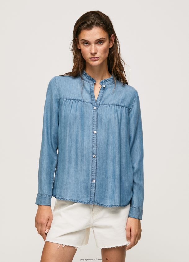 Regular Fit Hemd mit Mao-Kragen Frauen Pepe Jeans Blau 84XH6T351