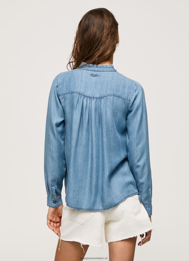 Regular Fit Hemd mit Mao-Kragen Frauen Pepe Jeans Blau 84XH6T351
