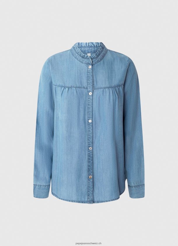 Regular Fit Hemd mit Mao-Kragen Frauen Pepe Jeans Blau 84XH6T351