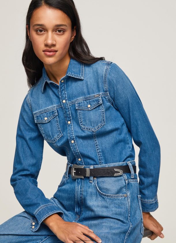 Schmal geschnittenes Jeanshemd Frauen Pepe Jeans Denim 84XH6T320