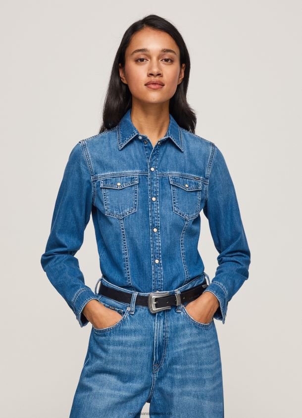 Schmal geschnittenes Jeanshemd Frauen Pepe Jeans Denim 84XH6T320