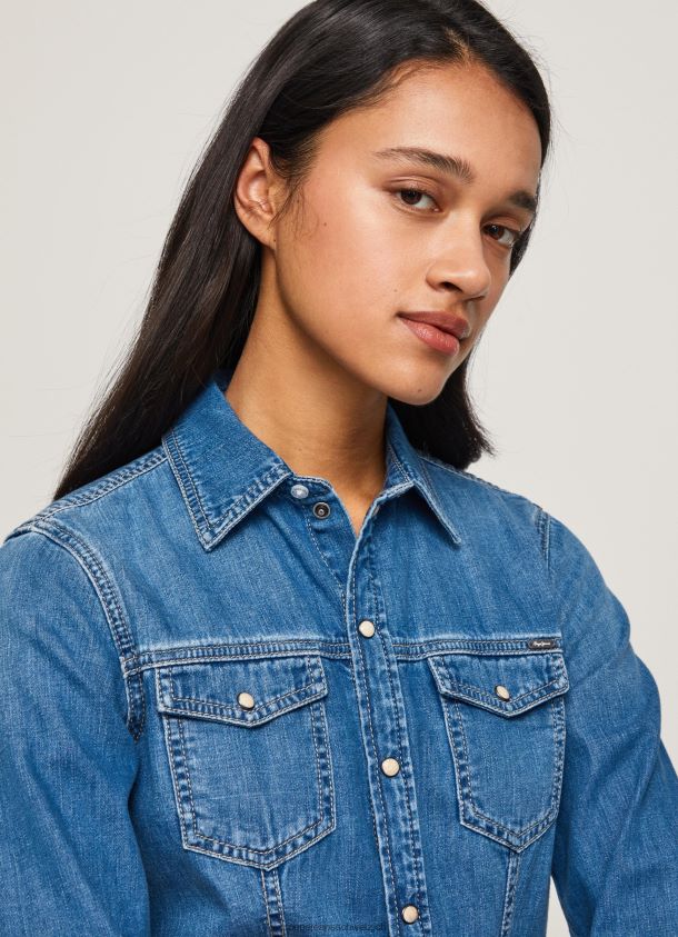 Schmal geschnittenes Jeanshemd Frauen Pepe Jeans Denim 84XH6T320