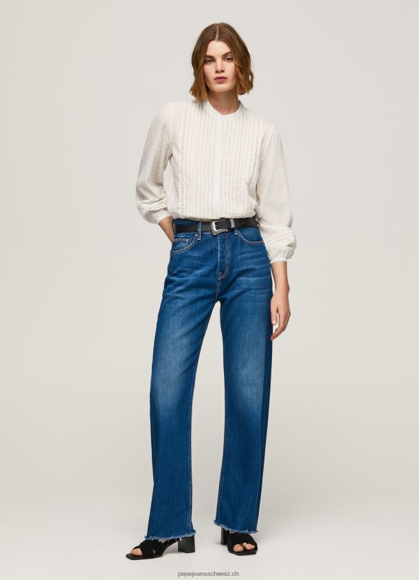 bestickte Dobby-Bluse aus Baumwolle Frauen Pepe Jeans Weiss 84XH6T343