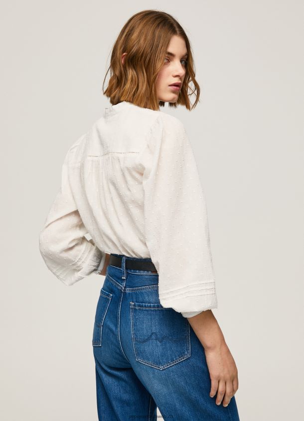 bestickte Dobby-Bluse aus Baumwolle Frauen Pepe Jeans Weiss 84XH6T343