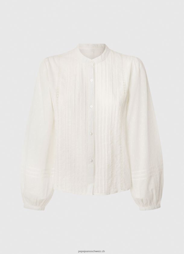 bestickte Dobby-Bluse aus Baumwolle Frauen Pepe Jeans Weiss 84XH6T343