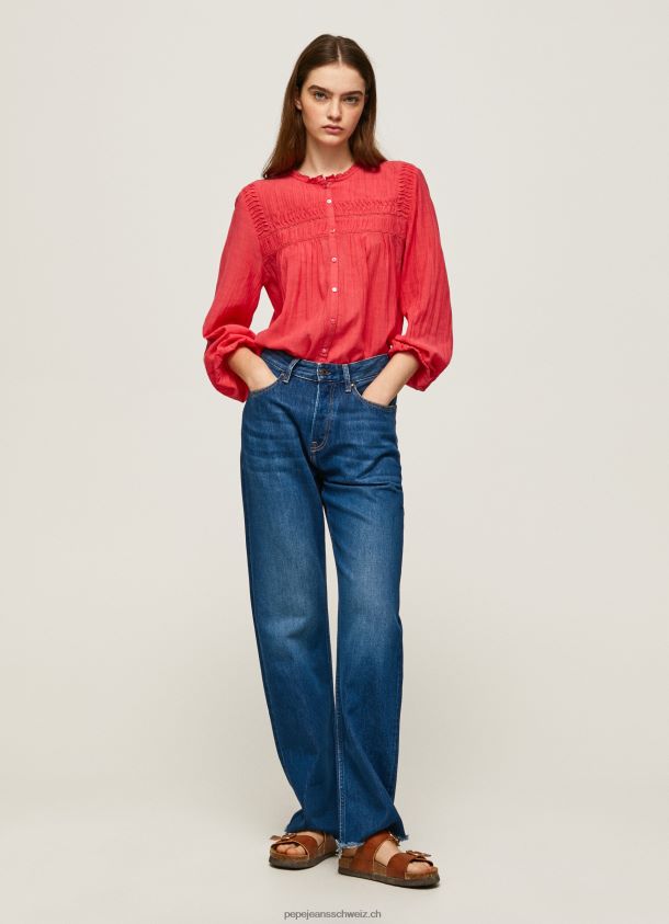durchbrochene Plissee-Bluse Frauen Pepe Jeans studiorot 84XH6T321