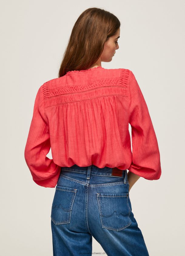 durchbrochene Plissee-Bluse Frauen Pepe Jeans studiorot 84XH6T321