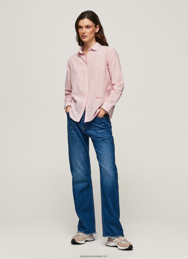 gestreiftes Hemd aus Baumwoll-Voile Frauen Pepe Jeans studiorot 84XH6T348