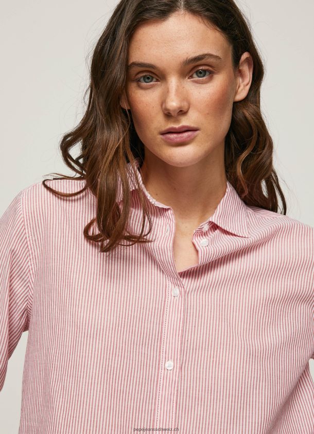 gestreiftes Hemd aus Baumwoll-Voile Frauen Pepe Jeans studiorot 84XH6T348