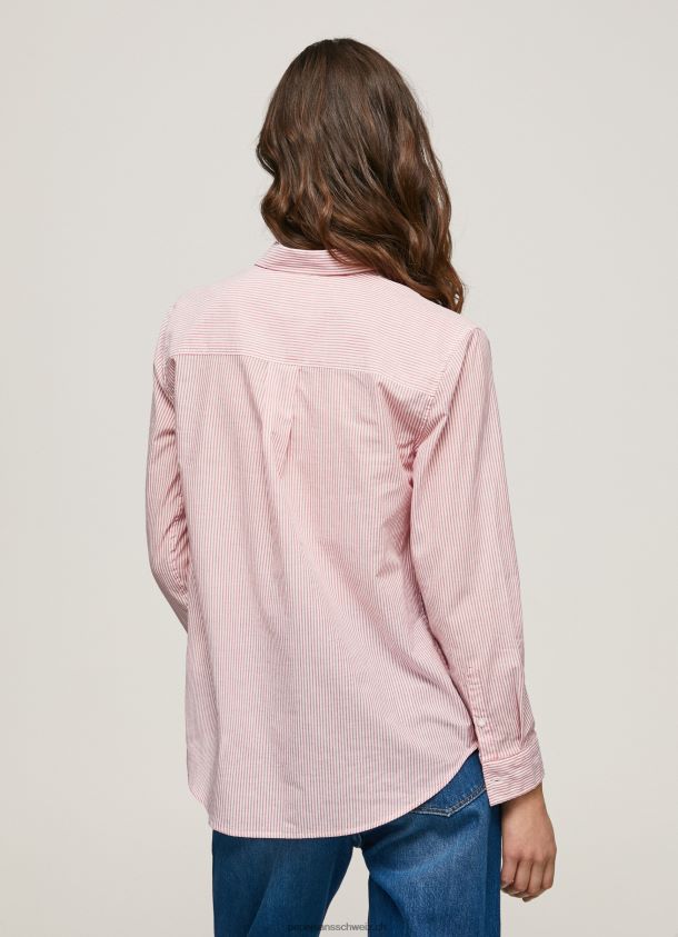 gestreiftes Hemd aus Baumwoll-Voile Frauen Pepe Jeans studiorot 84XH6T348