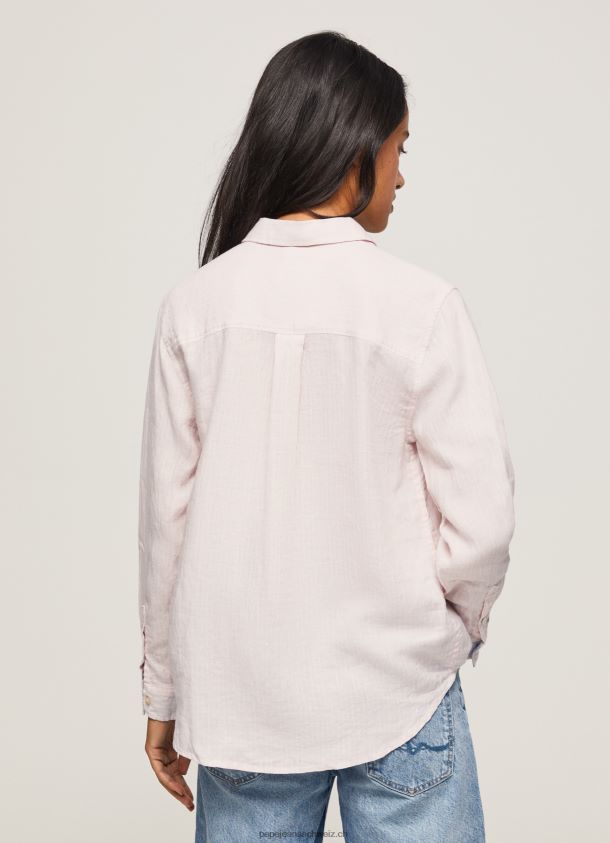 gestreiftes Hemd in normaler Passform Frauen Pepe Jeans zartes Rosa 84XH6T332