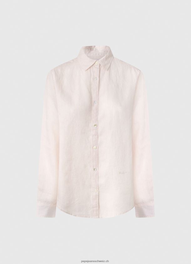 gestreiftes Hemd in normaler Passform Frauen Pepe Jeans zartes Rosa 84XH6T332