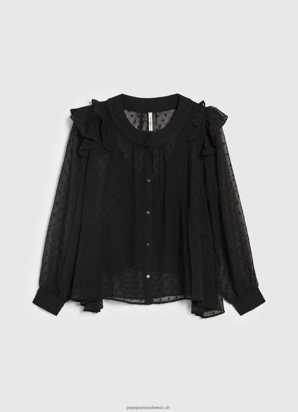 halbtransparente Plumeti-Bluse Frauen Pepe Jeans Schwarz 84XH6T328