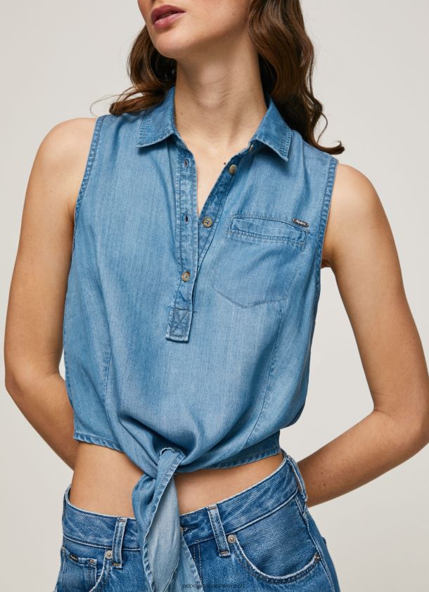 ärmelloses Hemd in normaler Passform Frauen Pepe Jeans Denim 84XH6T368