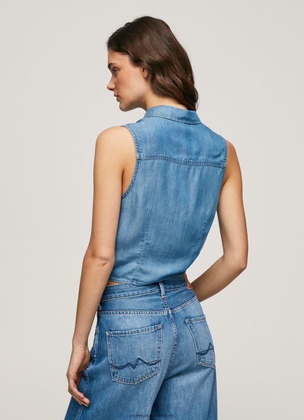 ärmelloses Hemd in normaler Passform Frauen Pepe Jeans Denim 84XH6T368