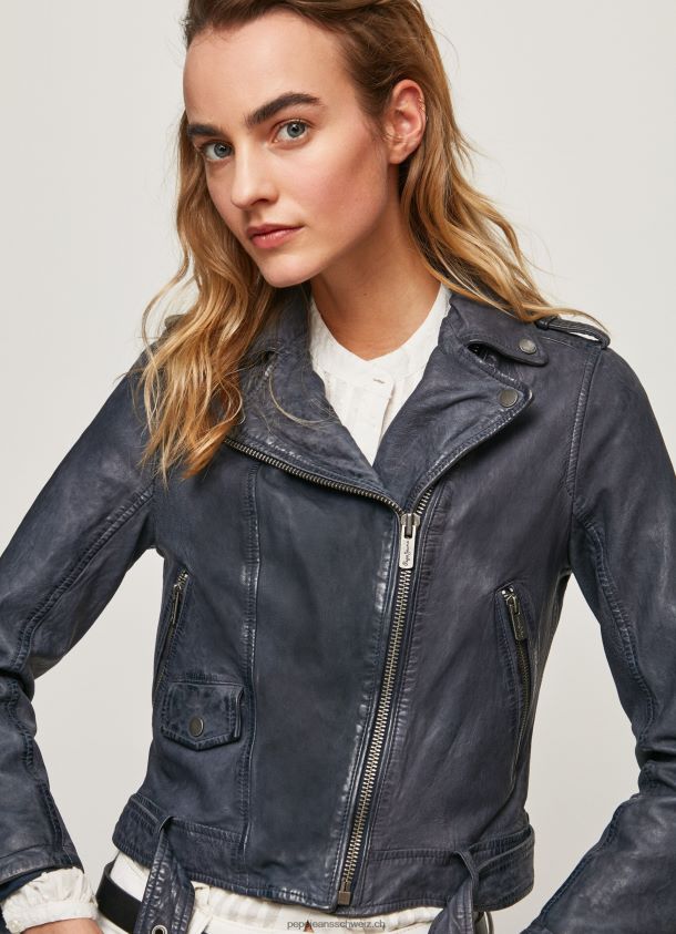 Bikerjacke aus Lammleder Frauen Pepe Jeans Ozean 84XH6T113